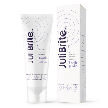 Pasta de dientes JuliBrite con nano‑hidroxiapatita y oxígeno activo
